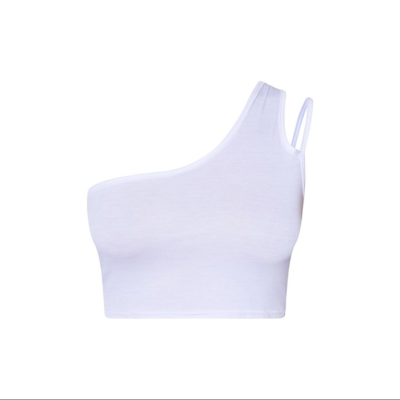 BOGO PrettyLittle Thing White One Shoulder Crop Top - Picture 5 of 6